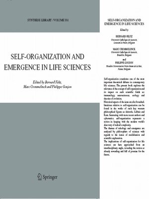 cover image of Self-organization and Emergence in Life Sciences